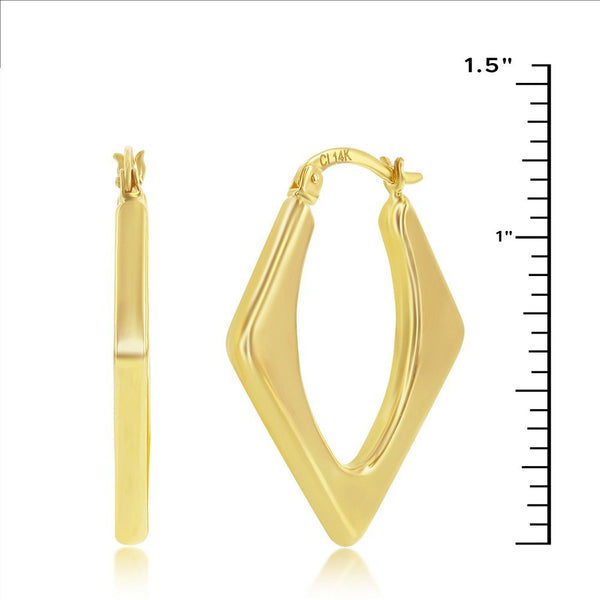 14K Y Gold 30x24mm Diamond Shaped Hoop Earrings - Walter Bauman Jewelers