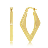 14K Y Gold 30x24mm Diamond Shaped Hoop Earrings - Walter Bauman Jewelers