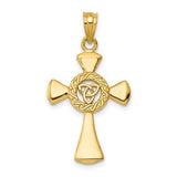 14K Y Gold 33mm Celtic Cross with Scroll - Walter Bauman Jewelers