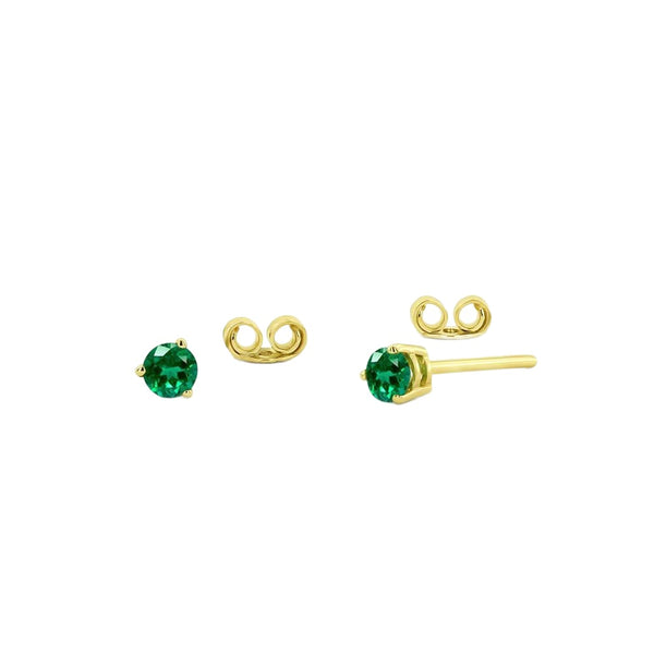 14K Y Gold 3.8mm Emerald Stud Earrings - Walter Bauman Jewelers