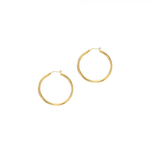 14K Y Gold 40mm Shiny Hoop Earrings 3.00grms - Walter Bauman Jewelers