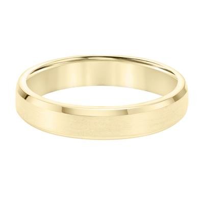 14K Y Gold 4.5mm Flat Bevel Edge Carved Wedding Band - Walter Bauman Jewelers