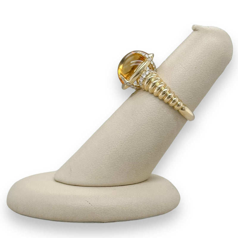 14K Y Gold 4.89ct Citrine and 0.27cttw SI1/H Diamond Ring - Walter Bauman Jewelers