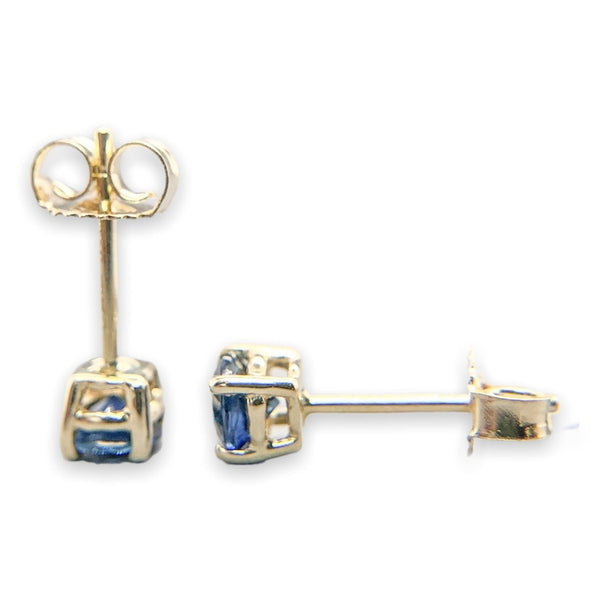 14K Y Gold 4mm .6cttw Sapphire Stud Earrings - Walter Bauman Jewelers