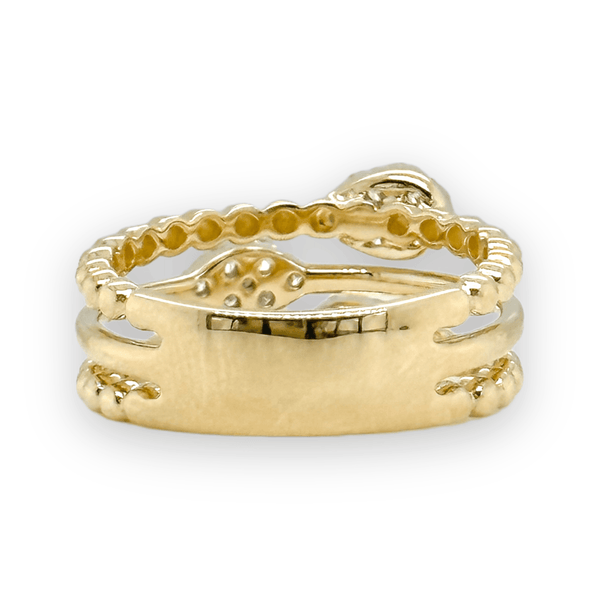 14K Y Gold .50cttw Triple Row Diamond Ring - Walter Bauman Jewelers