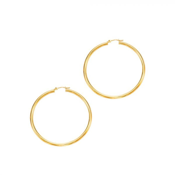 14K Y Gold 50mm Shiny Hoop Earrings 3.0grms - Walter Bauman Jewelers