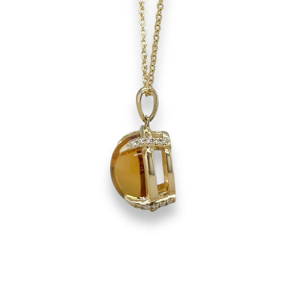 14K Y Gold 5.29ct Citrine and 0.10cttw SI1/H Diamond Pendant - Walter Bauman Jewelers
