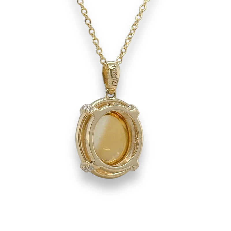 14K Y Gold 5.29ct Citrine and 0.10cttw SI1/H Diamond Pendant - Walter Bauman Jewelers