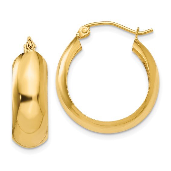 14K Y Gold 6.5mm Round Hoop Earrings - Walter Bauman Jewelers