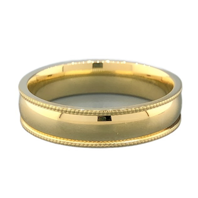 14K Y Gold 6.8mm Milgrain Edge Band - Walter Bauman Jewelers
