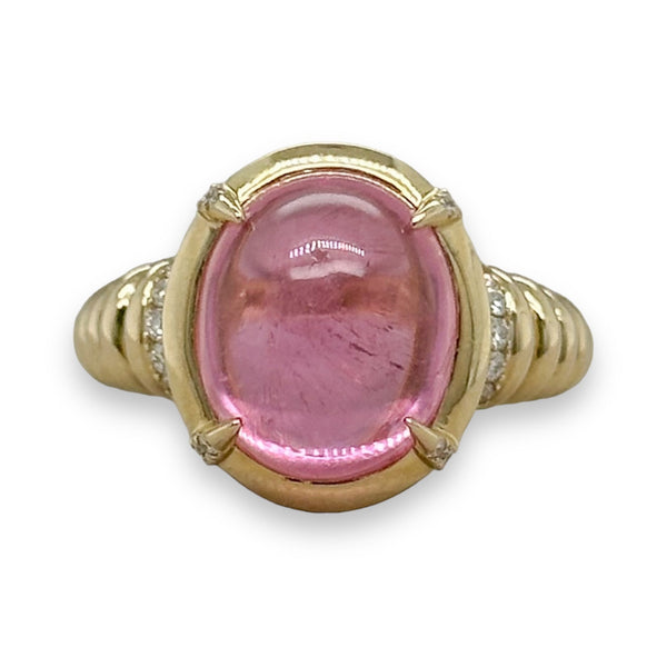 14K Y Gold 6.96ct Pink Tourmaline and 0.27cttw SI1/G Diamond Ring - Walter Bauman Jewelers