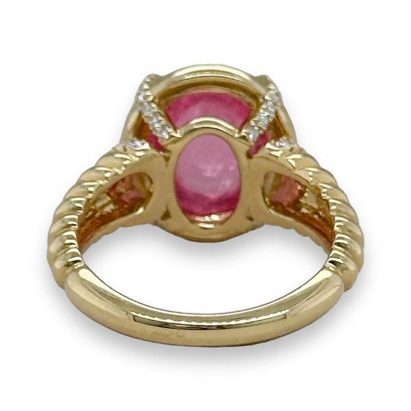14K Y Gold 6.96ct Pink Tourmaline and 0.27cttw SI1/G Diamond Ring - Walter Bauman Jewelers