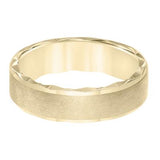 14K Y Gold 6mm Flat Bevel Edge Carved Wedding Band - Walter Bauman Jewelers