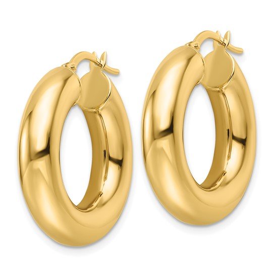 14K Y Gold 6mm Hollow Round Hoop Earrings - Walter Bauman Jewelers
