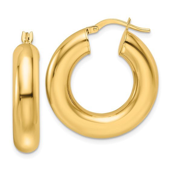 14K Y Gold 6mm Hollow Round Hoop Earrings - Walter Bauman Jewelers