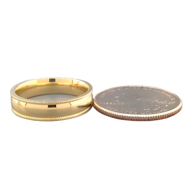 14K Y Gold 6mm Milgrain Edge Band 10 - Walter Bauman Jewelers