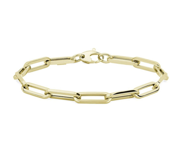 14K Y Gold 7" Hollow Paperclip Bracelet - Walter Bauman Jewelers