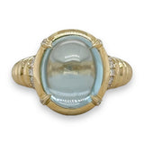 14K Y Gold 7.43ct Blue Topaz and 0.27cttw SI1/G-H Diamond Ring - Walter Bauman Jewelers