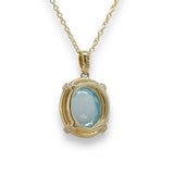 14K Y Gold 7.48ct Blue Topaz and 0.10cttw SI1/H Diamond Pendant - Walter Bauman Jewelers