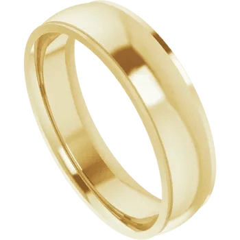 14K Y Gold 7mm Stepped Edge Comfort Fit Half Round Band 9.8grms - Walter Bauman Jewelers