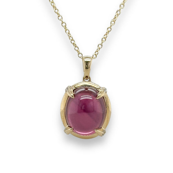 14K Y Gold 8.59ct Garnet and 0.10cttw SI1/H Diamond Pendant - Walter Bauman Jewelers