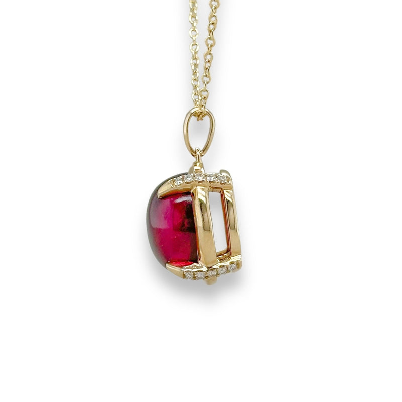 14K Y Gold 8.59ct Garnet and 0.10cttw SI1/H Diamond Pendant - Walter Bauman Jewelers