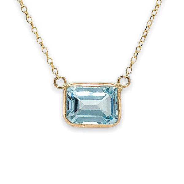 14K Y Gold 8X6mm Blue Topaz Pendant - Walter Bauman Jewelers