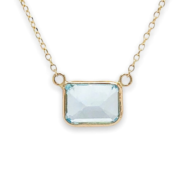 14K Y Gold 8X6mm Blue Topaz Pendant - Walter Bauman Jewelers