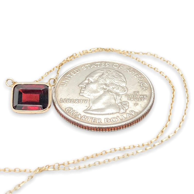 14K Y Gold 8X6mm Garnet Pendant - Walter Bauman Jewelers