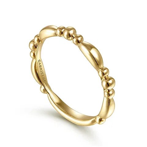 14K Y Gold Alternating Bar and Bead Stackable Ring - Walter Bauman Jewelers