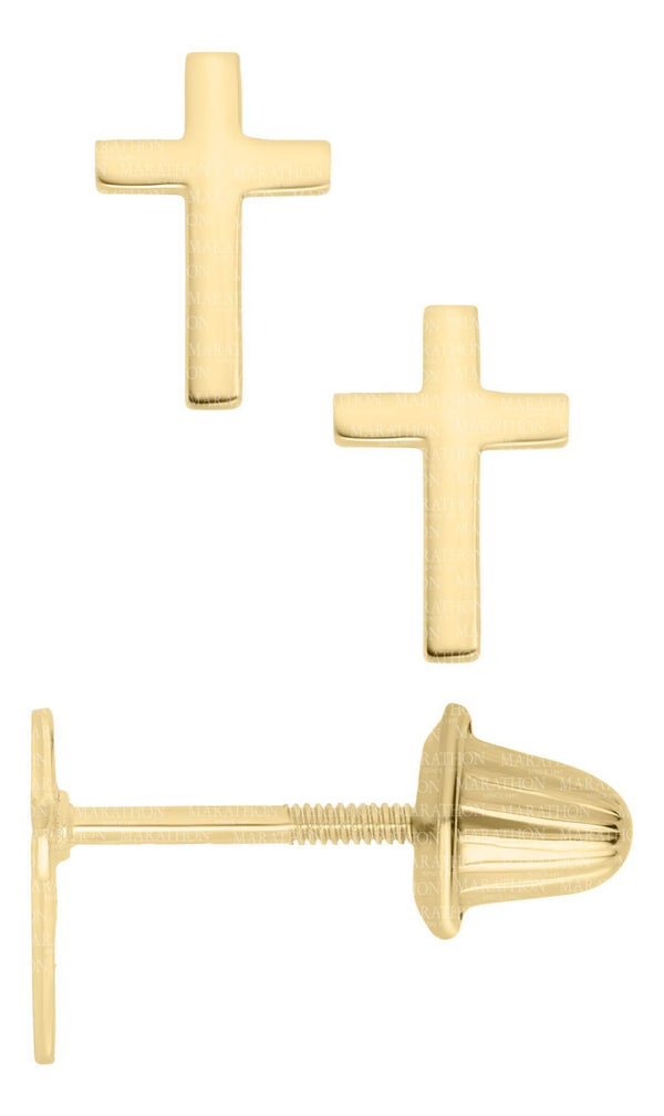 14K Y Gold Baby Cross Earrings - Walter Bauman Jewelers