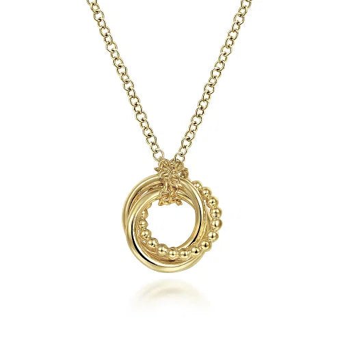 14K Y Gold Beaded Interlocking Circles Pendant - Walter Bauman Jewelers
