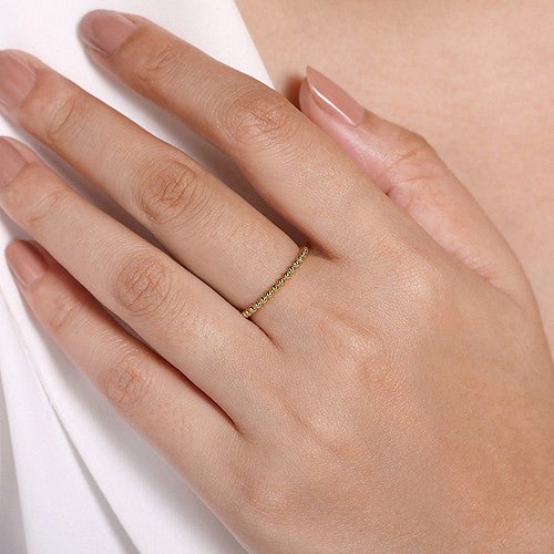 14K Y Gold Beaded Stackable Ring - Walter Bauman Jewelers