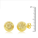 14K Y Gold Dia Cut 10mm Ball Stud Earrings - Walter Bauman Jewelers