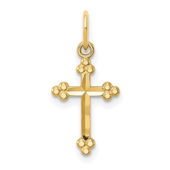 14K Y Gold Dia Cut Budded Cross - Walter Bauman Jewelers