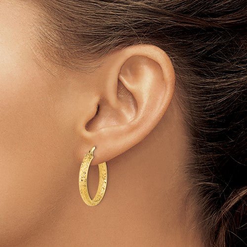 14K Y Gold Dia Cut Hoop Earrings 2.2grms - Walter Bauman Jewelers