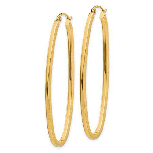 14K Y Gold Elongated Hoop Earrings - Walter Bauman Jewelers