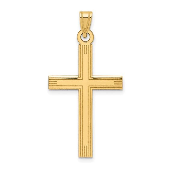 14K Y Gold Etched Cross 1.2grms - Walter Bauman Jewelers