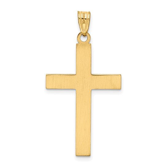 14K Y Gold Etched Cross - Walter Bauman Jewelers