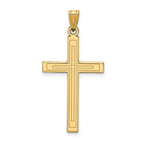 14K Y Gold Etched Cross - Walter Bauman Jewelers
