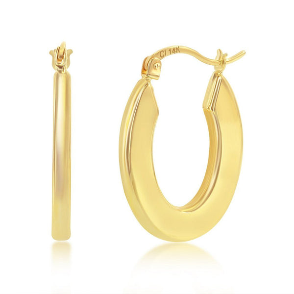 14K Y Gold Flat Oval Hoop - Walter Bauman Jewelers