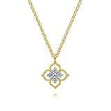 14K Y Gold Floral 0.12ctw Diamond Pendant Necklace - Walter Bauman Jewelers