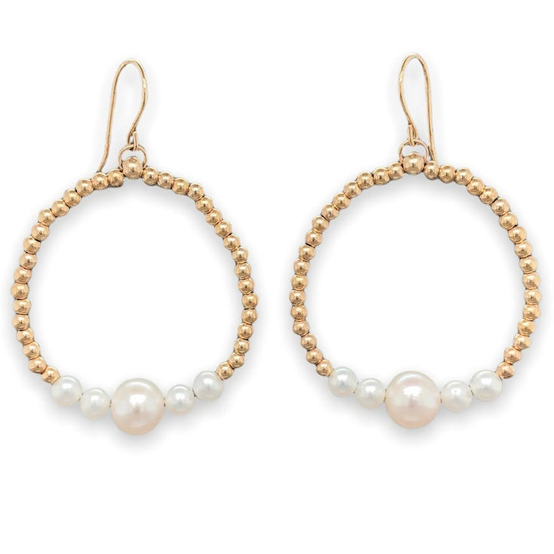 14K Y Gold FWP & Bead Circle Drop Earrings - Walter Bauman Jewelers