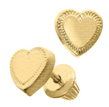 14K Y Gold Heart Baby Studs With Outline Design - Walter Bauman Jewelers