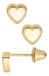 14K Y Gold Heart Baby Studs With Outline Design - Walter Bauman Jewelers