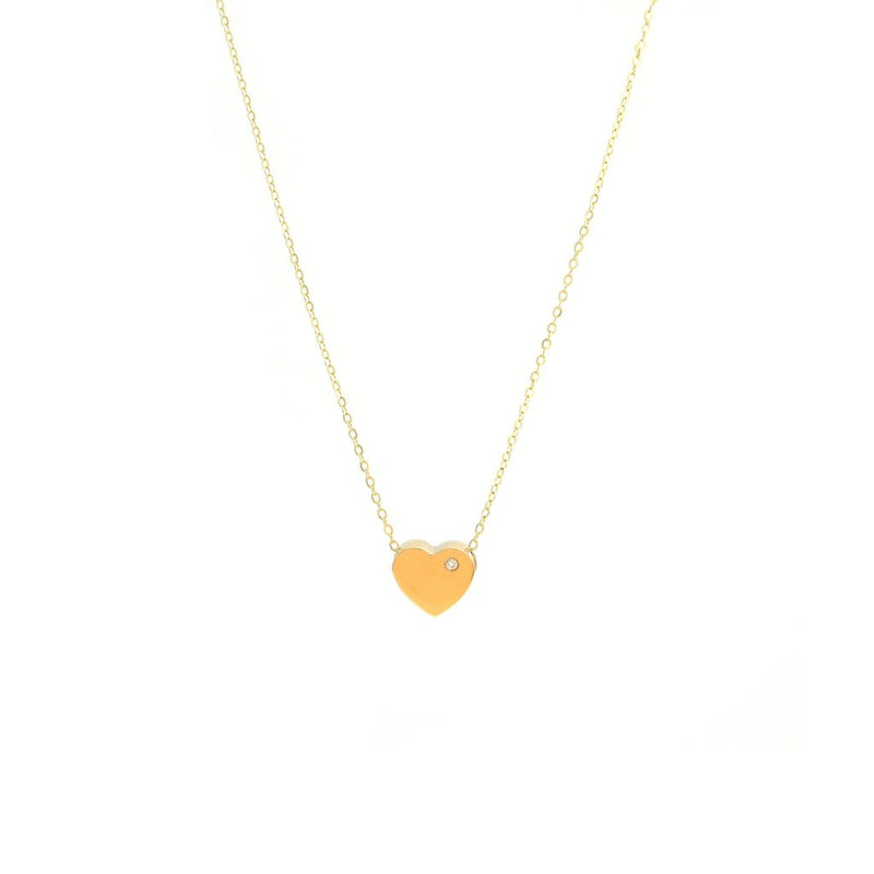14K Y Gold Heart Pendant with Single Diamond - Walter Bauman Jewelers