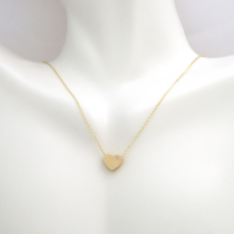 14K Y Gold Heart Pendant with Single Diamond - Walter Bauman Jewelers