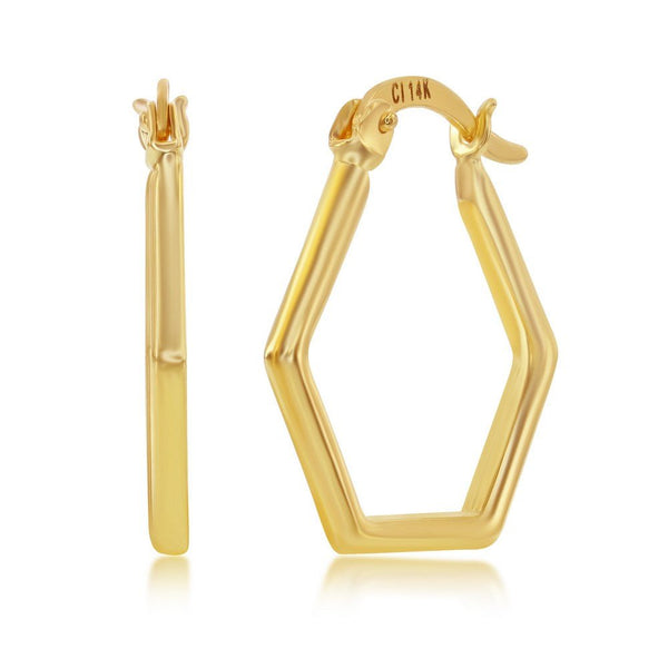 14K Y Gold Hexagon Hoop Earrings - Walter Bauman Jewelers