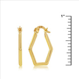 14K Y Gold Hexagon Hoop Earrings - Walter Bauman Jewelers