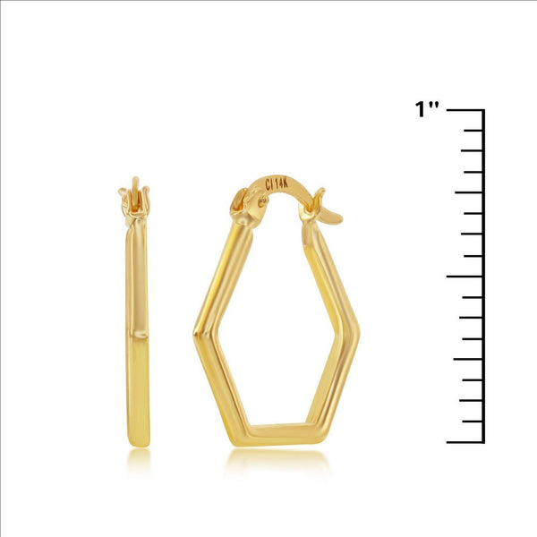 14K Y Gold Hexagon Hoop Earrings - Walter Bauman Jewelers